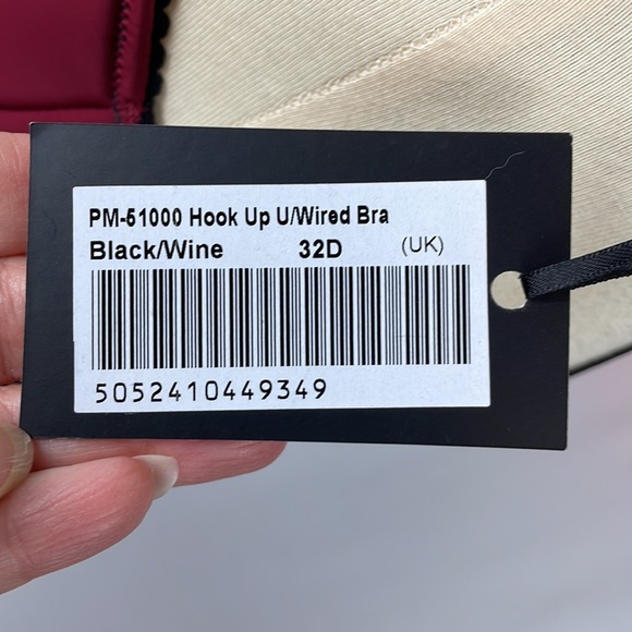 NWT Contradiction Pour Moi Black & Wine Hook Up Underwire Bra - Size 32D - Picture 14 of 15